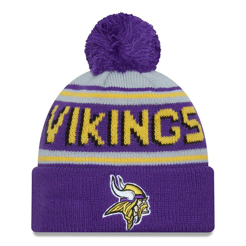 Minnesota Vikings New Era Main Cuffed Knit Hat with Pom Purple - NFL