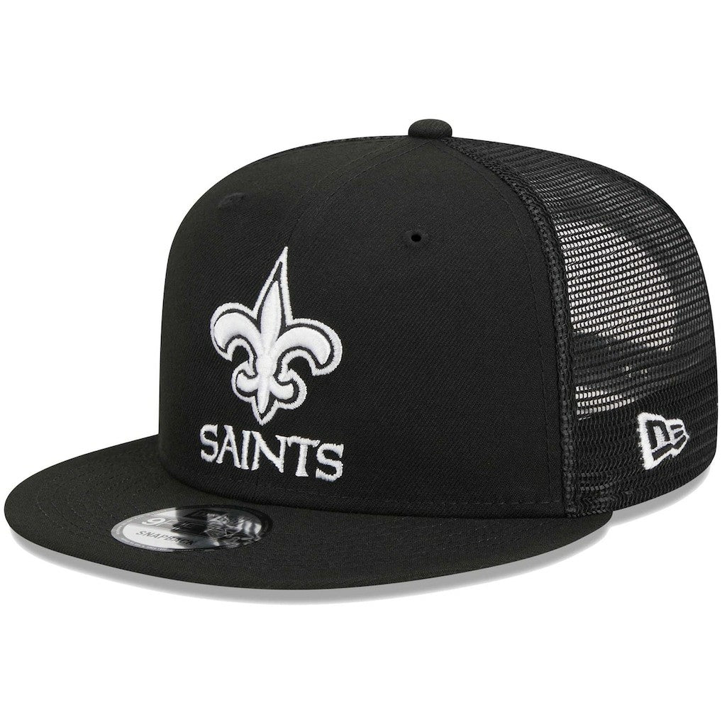New Orleans Saints New Era Main Trucker 9FIFTY Snapback Hat Black - NFL