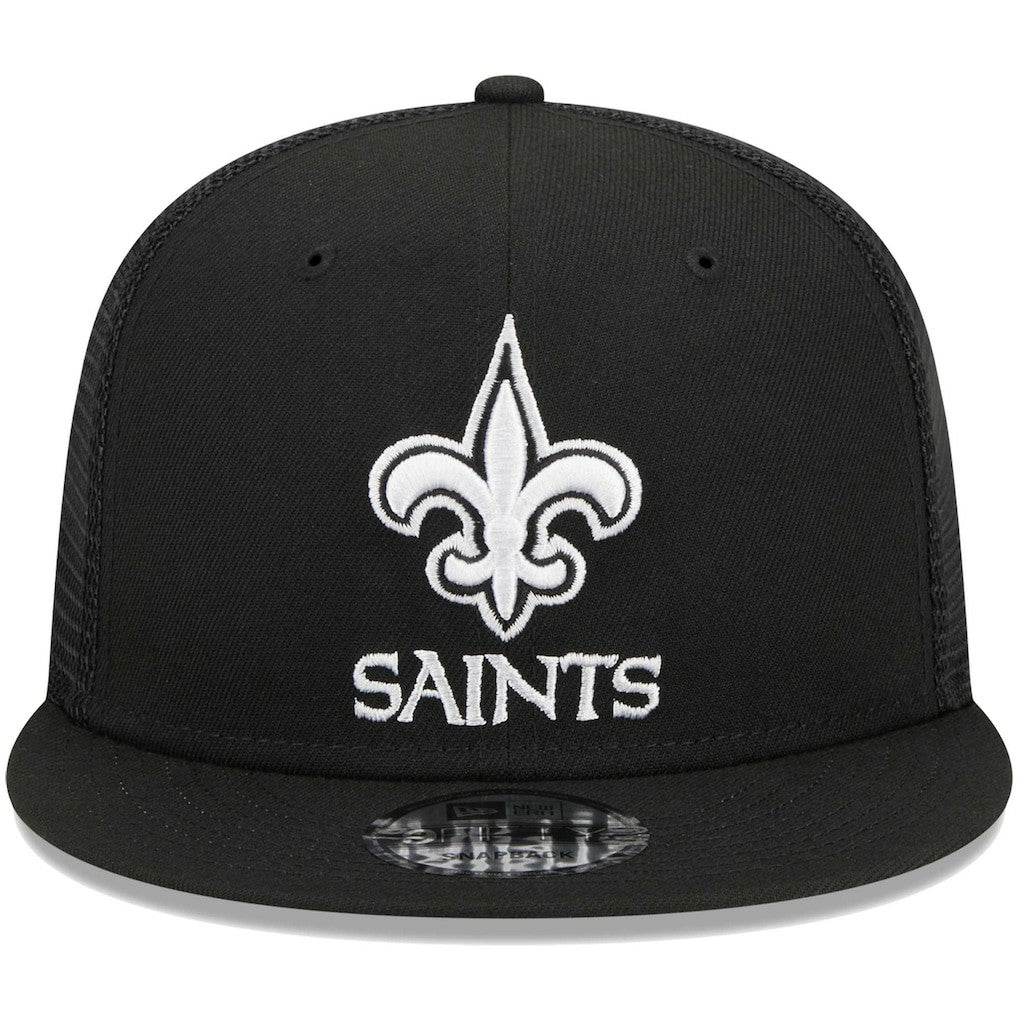 New Orleans Saints New Era Main Trucker 9FIFTY Snapback Hat Black - NFL