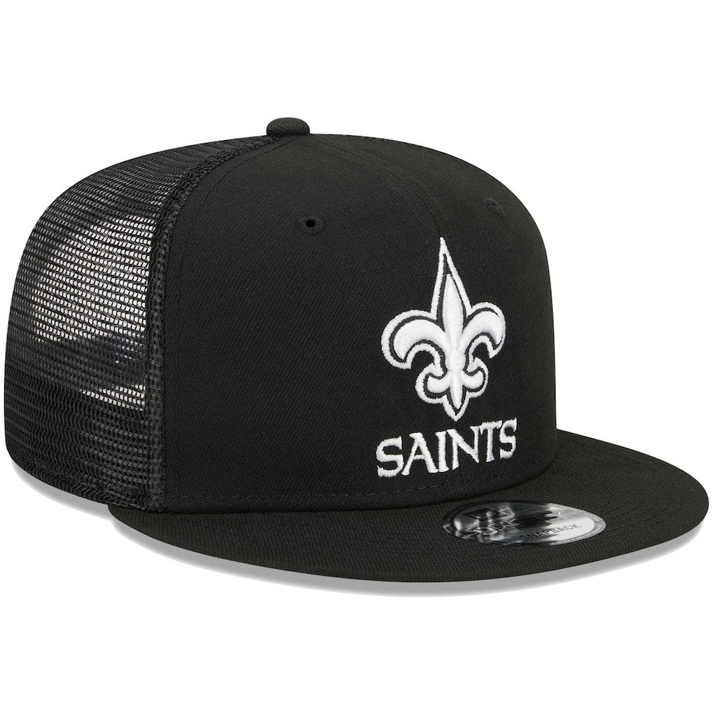 New Orleans Saints New Era Main Trucker 9FIFTY Snapback Hat Black - NFL