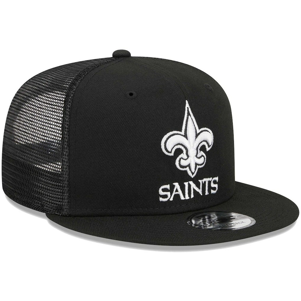 New Orleans Saints New Era Main Trucker 9FIFTY Snapback Hat Black - NFL