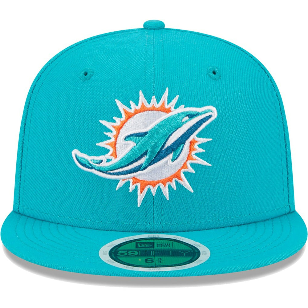 Miami Dolphins New Era Youth Main 59FIFTY Fitted Hat Aqua - NFL