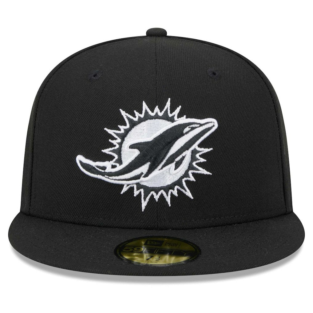 Miami Dolphins New Era Main Patch 59FIFTY Fitted Hat Black - NFL