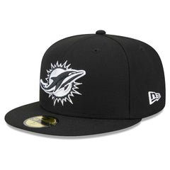 Miami Dolphins New Era Main Patch 59FIFTY Fitted Hat Black - NFL