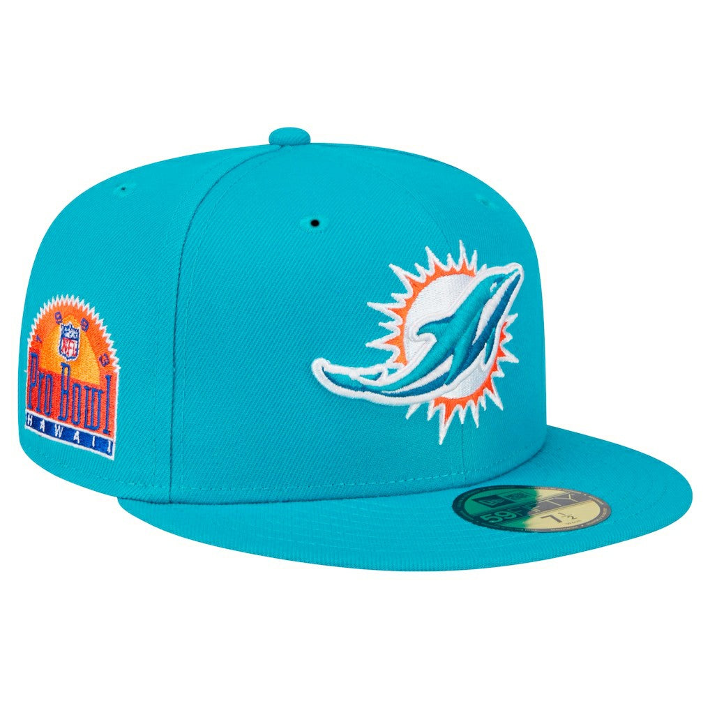 Miami Dolphins New Era Main Patch 59FIFTY Fitted Hat Aqua - NFL