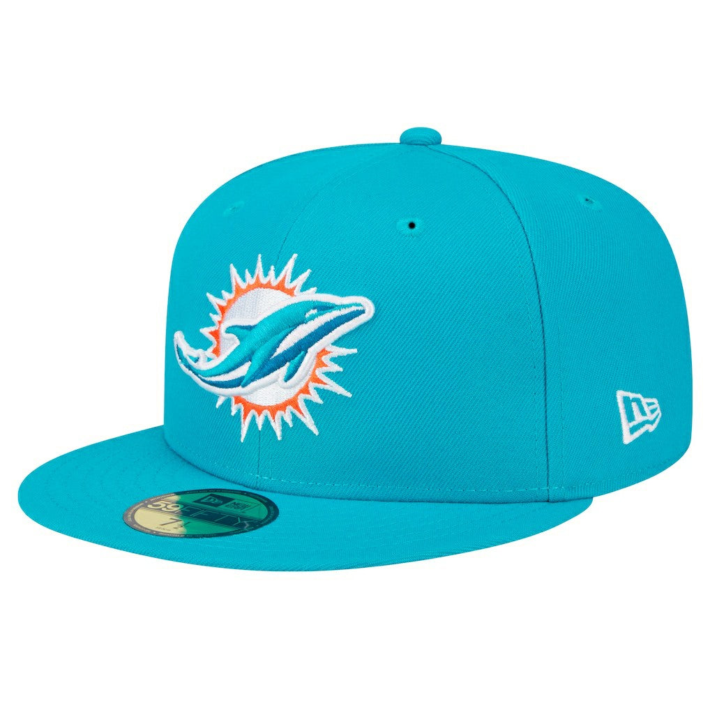 Miami Dolphins New Era Main Patch 59FIFTY Fitted Hat Aqua - NFL