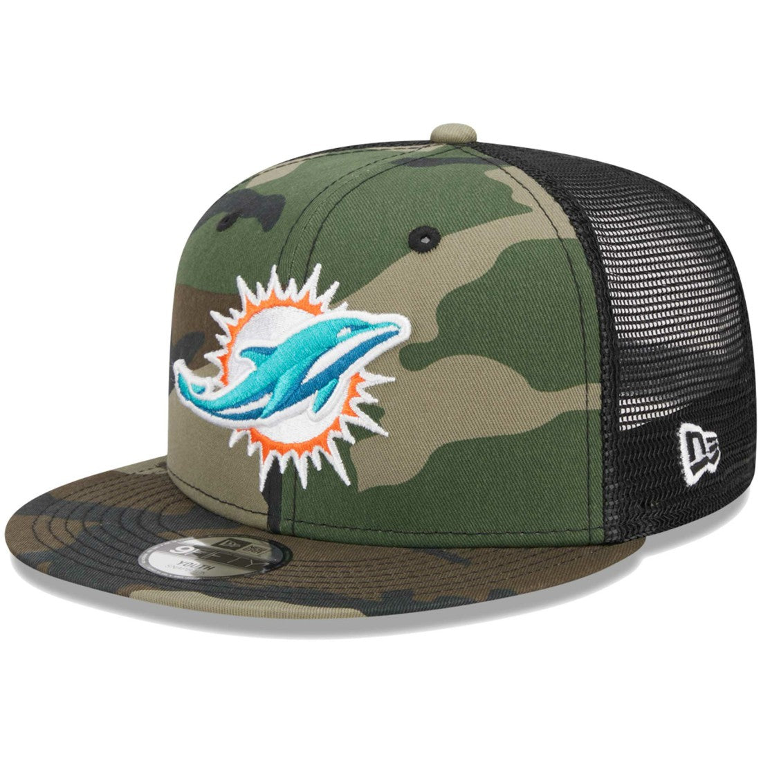 Miami Dolphins New Era Youth Main Trucker 9FIFTY Snapback Hat Camo - NFL