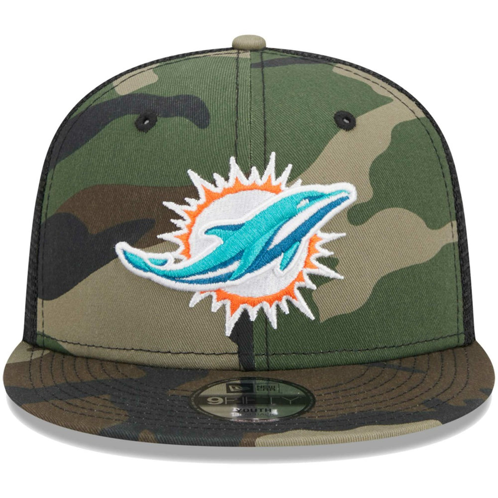 Miami Dolphins New Era Youth Main Trucker 9FIFTY Snapback Hat Camo - NFL