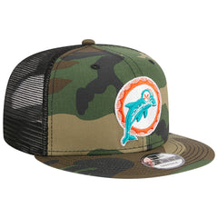 Miami Dolphins New Era Throwback Main Trucker 9FIFTY Snapback Hat Camo - NFL