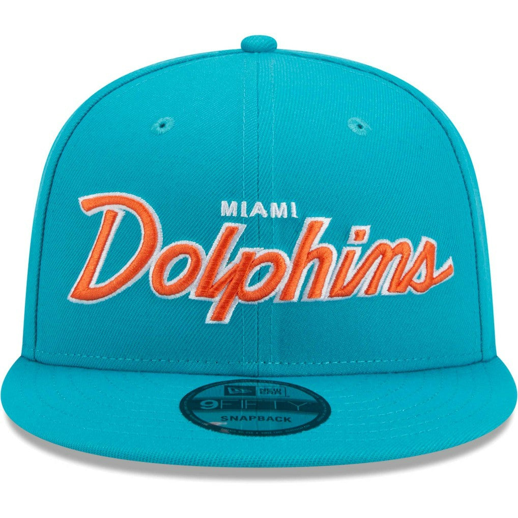 Miami Dolphins New Era Main Script 9FIFTY Snapback Hat Aqua - NFL