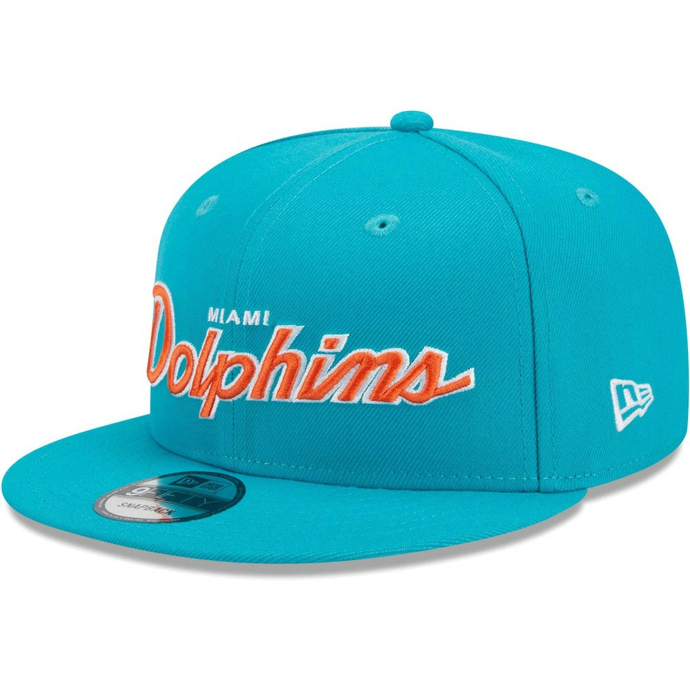 Miami Dolphins New Era Main Script 9FIFTY Snapback Hat Aqua - NFL