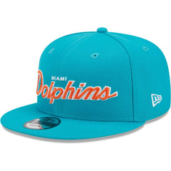 Miami Dolphins New Era Main Script 9FIFTY Snapback Hat Aqua - NFL