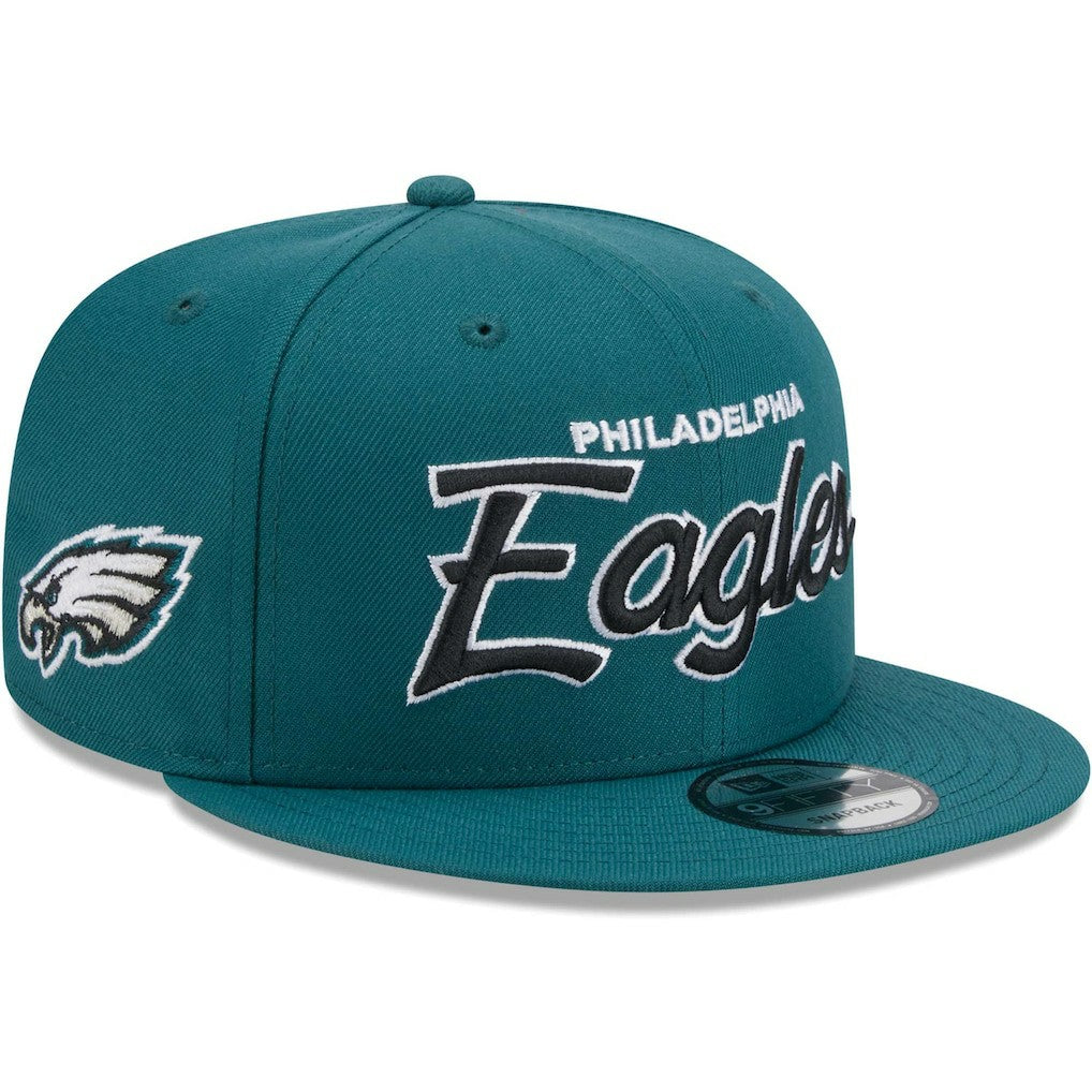 Philadelphia Eagles New Era Main Script 9FIFTY Snapback Hat Midnight Green - NFL