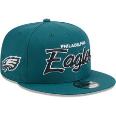 Philadelphia Eagles New Era Main Script 9FIFTY Snapback Hat Midnight Green - NFL