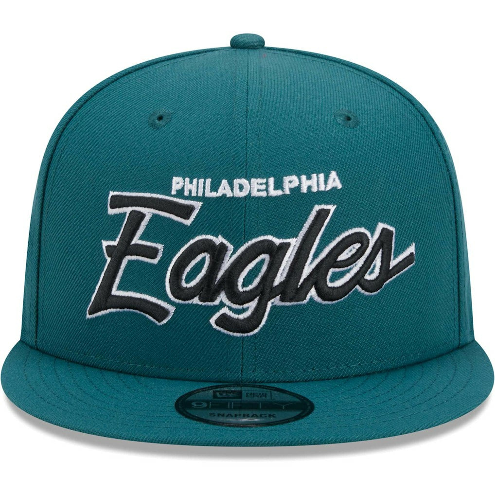 Philadelphia Eagles New Era Main Script 9FIFTY Snapback Hat Midnight Green - NFL