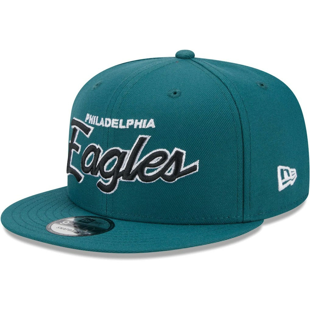 Philadelphia Eagles New Era Main Script 9FIFTY Snapback Hat Midnight Green - NFL