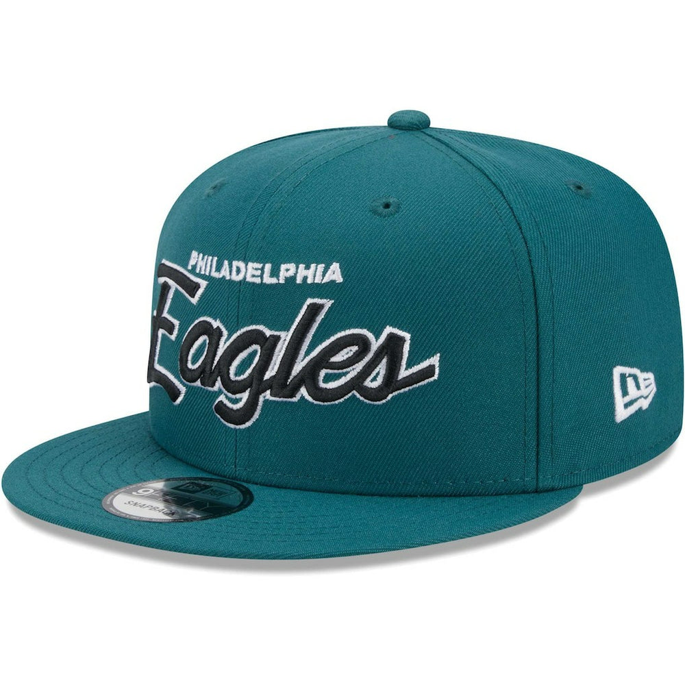 Philadelphia Eagles New Era Main Script 9FIFTY Snapback Hat Midnight Green - NFL