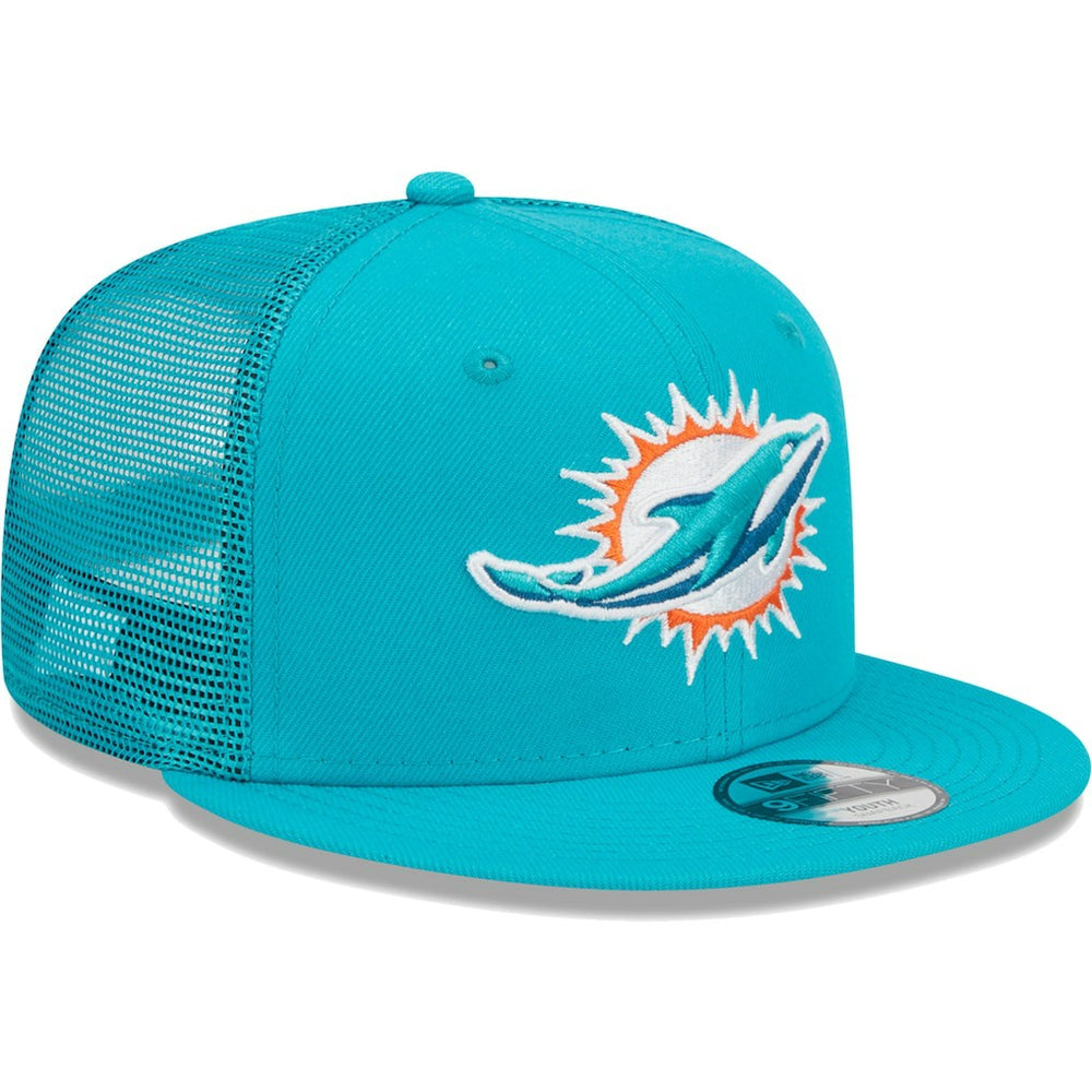 Miami Dolphins New Era Youth Main Trucker 9FIFTY Snapback Hat Aqua - NFL