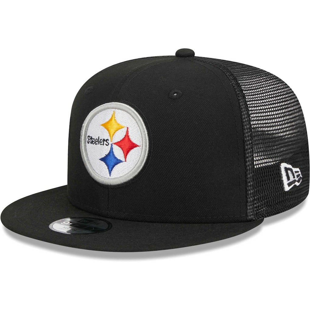 Pittsburgh Steelers New Era Youth Main Trucker 9FIFTY Snapback Hat Black - NFL