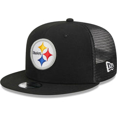 Pittsburgh Steelers New Era Youth Main Trucker 9FIFTY Snapback Hat Black - NFL