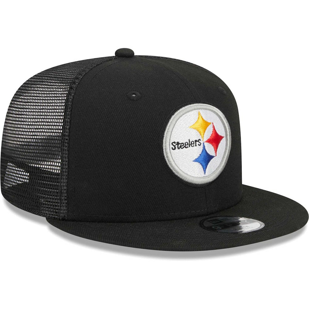 Pittsburgh Steelers New Era Youth Main Trucker 9FIFTY Snapback Hat Black - NFL