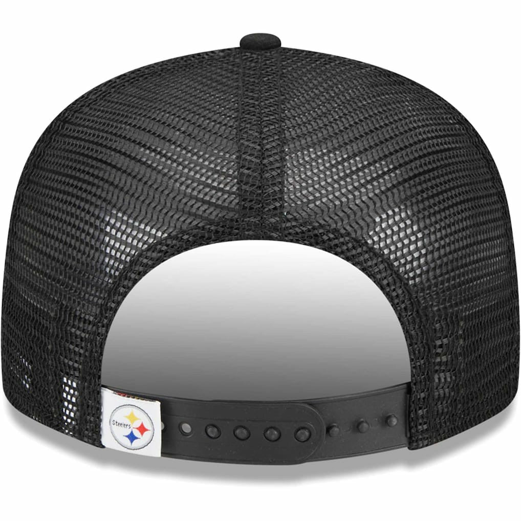 Pittsburgh Steelers New Era Youth Main Trucker 9FIFTY Snapback Hat Black - NFL