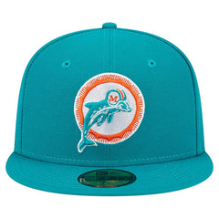 Miami Dolphins New Era Throwback Main 59FIFTY Fitted Hat Aqua - NFL