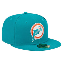 Miami Dolphins New Era Throwback Main 59FIFTY Fitted Hat Aqua - NFL