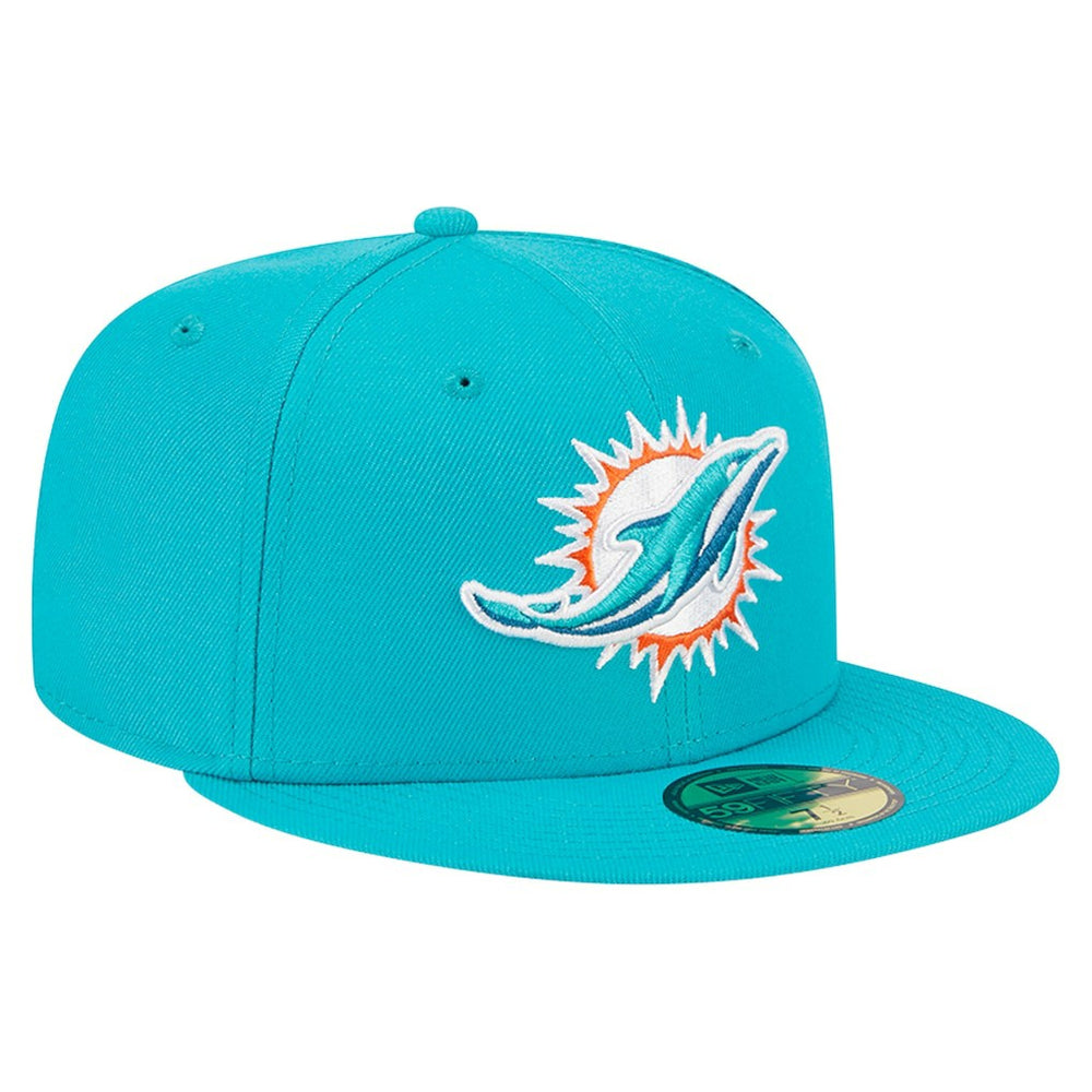Miami Dolphins New Era Main 59FIFTY Fitted Hat Aqua - NFL