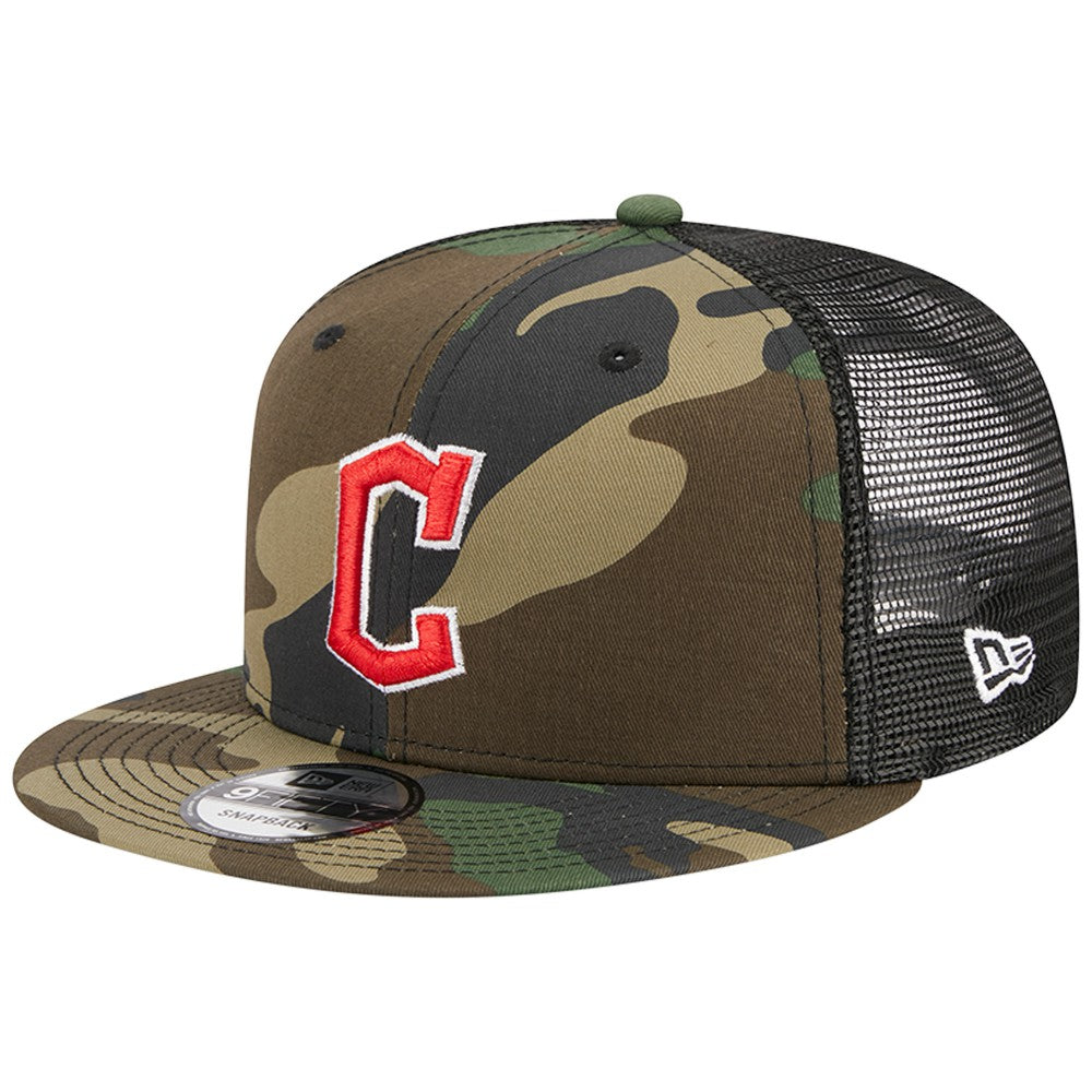 Cleveland Guardians New Era Woodland Camo Trucker 9FIFTY Snapback Hat discount