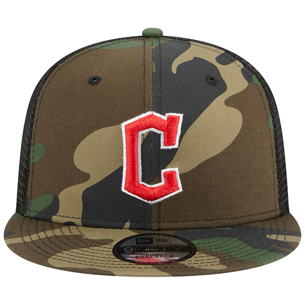 Cleveland Guardians New Era Woodland Camo Trucker 9FIFTY Snapback Hat discount
