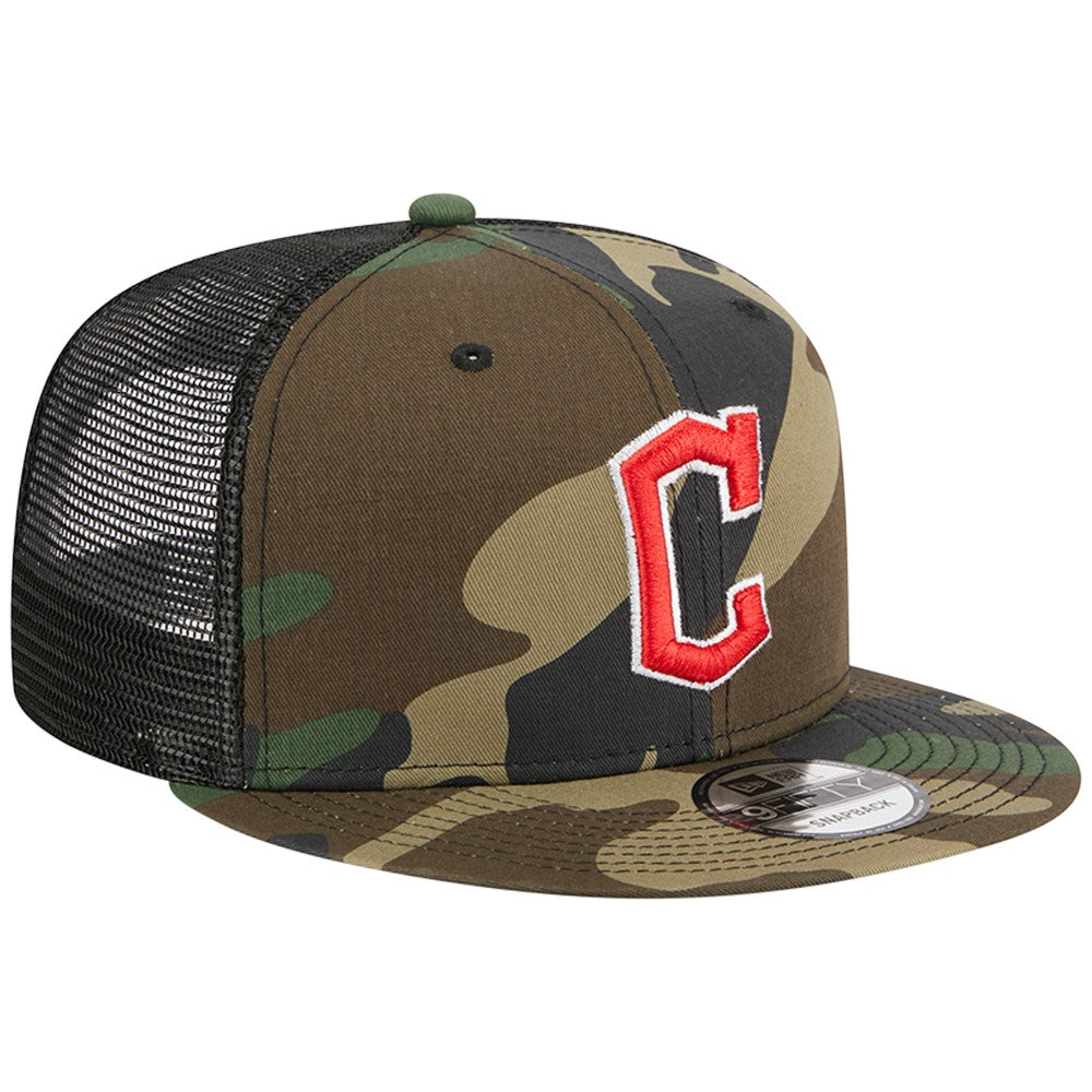 Cleveland Guardians New Era Woodland Camo Trucker 9FIFTY Snapback Hat discount