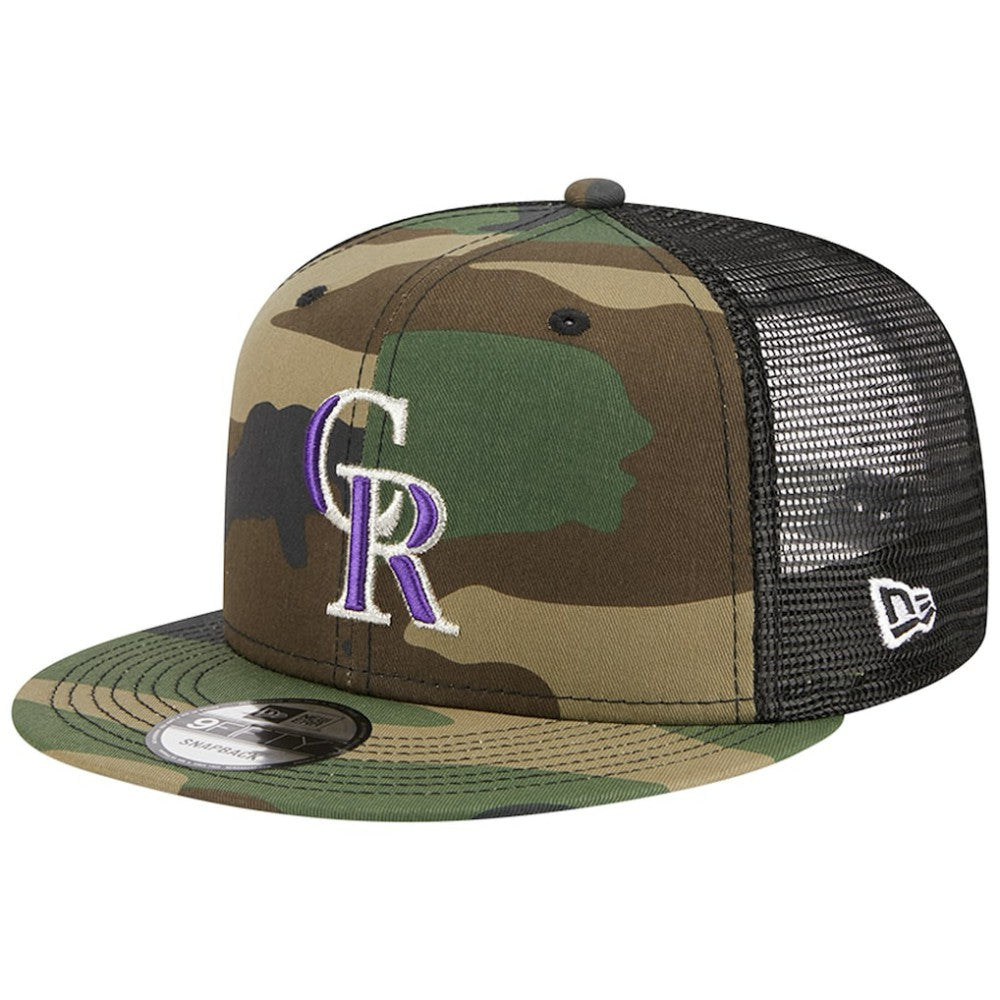 Colorado Rockies New Era Woodland Camo Trucker 9FIFTY Snapback Hat Near Me