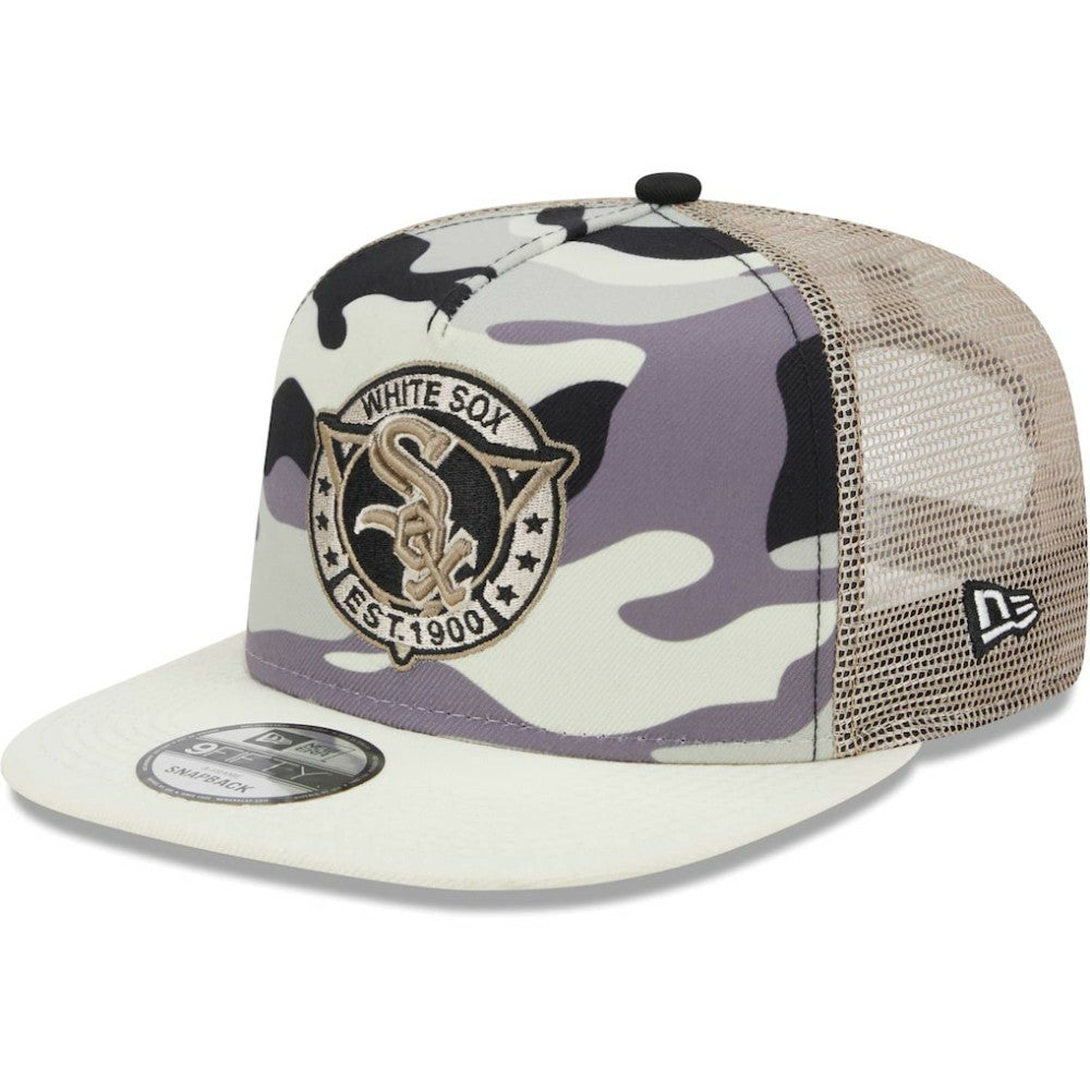 Chicago White Sox New Era Chrome Camo A-Frame 9FIFTY Trucker Snapback Hat Clearance