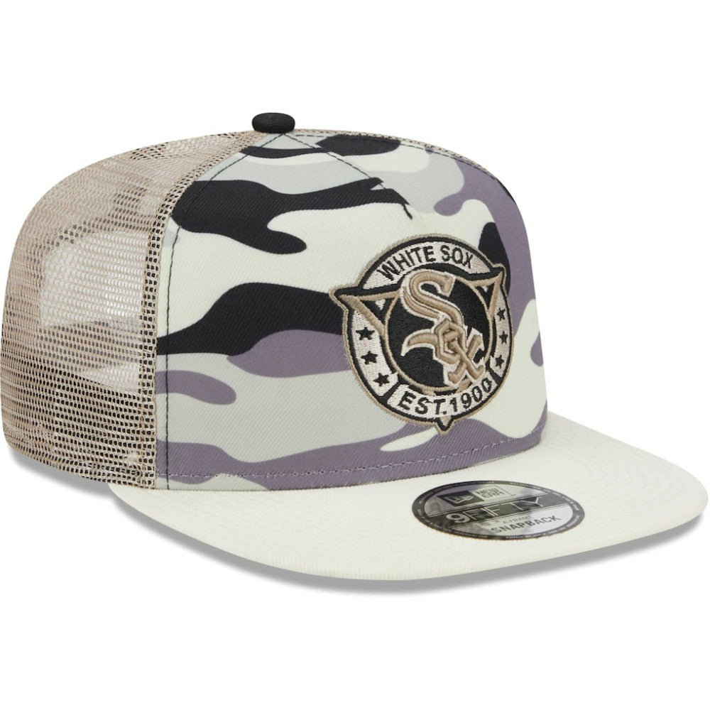 Chicago White Sox New Era Chrome Camo A-Frame 9FIFTY Trucker Snapback Hat Clearance