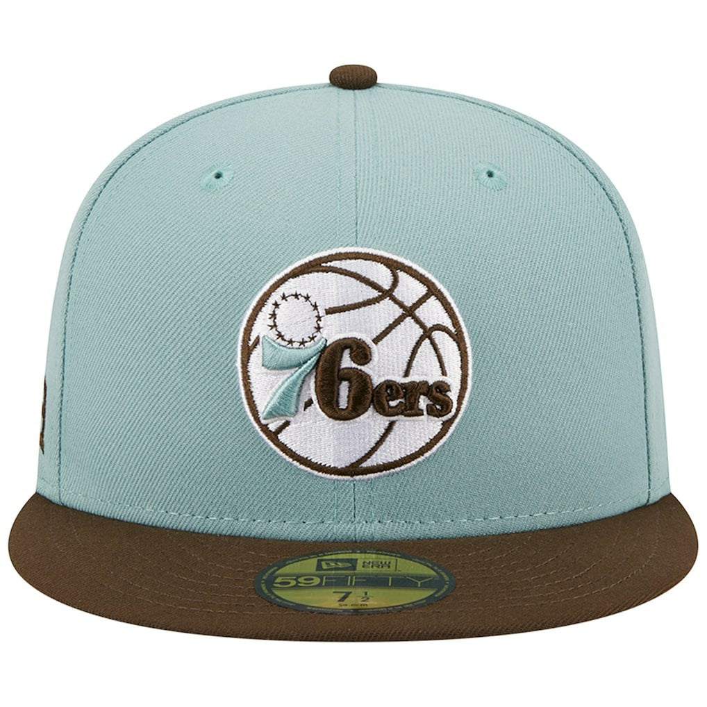 New Era - Philadelphia 76ers Two-Tone 59FIFTY Fitted Hat - Light Blue/Brown