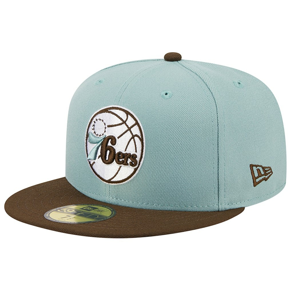 New Era - Philadelphia 76ers Two-Tone 59FIFTY Fitted Hat - Light Blue/Brown