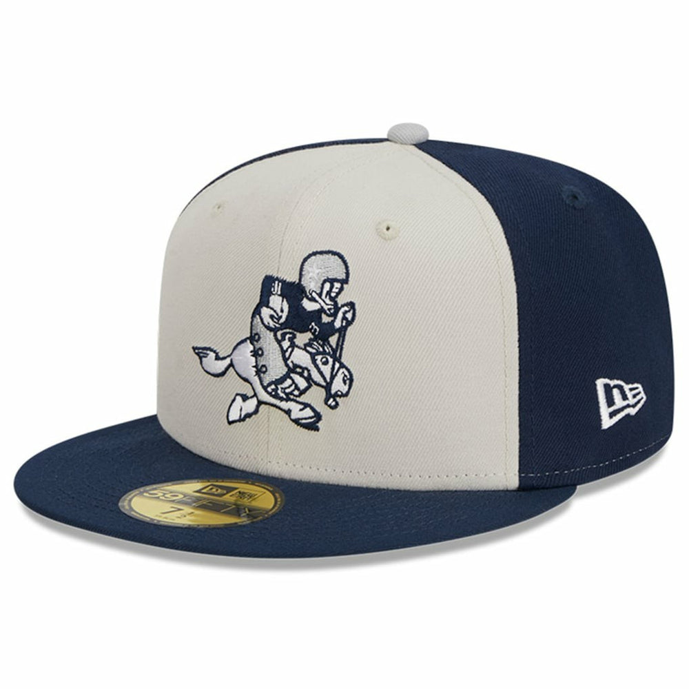 Dallas Cowboys New Era 2023 Sideline Historic 59FIFTY Fitted Hat Cream/Navy - NFL