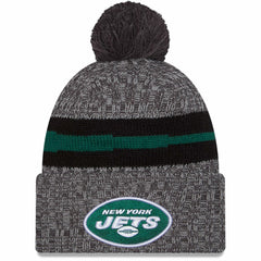 New York Jets New Era 2023 Sideline Sport Cuffed Pom Knit Hat Gray - NFL
