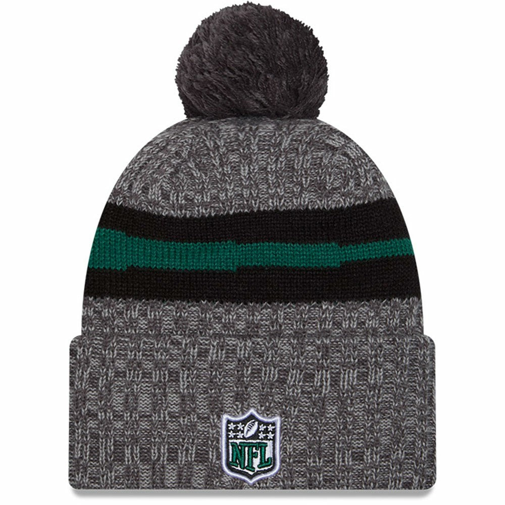 New York Jets New Era 2023 Sideline Sport Cuffed Pom Knit Hat Gray - NFL