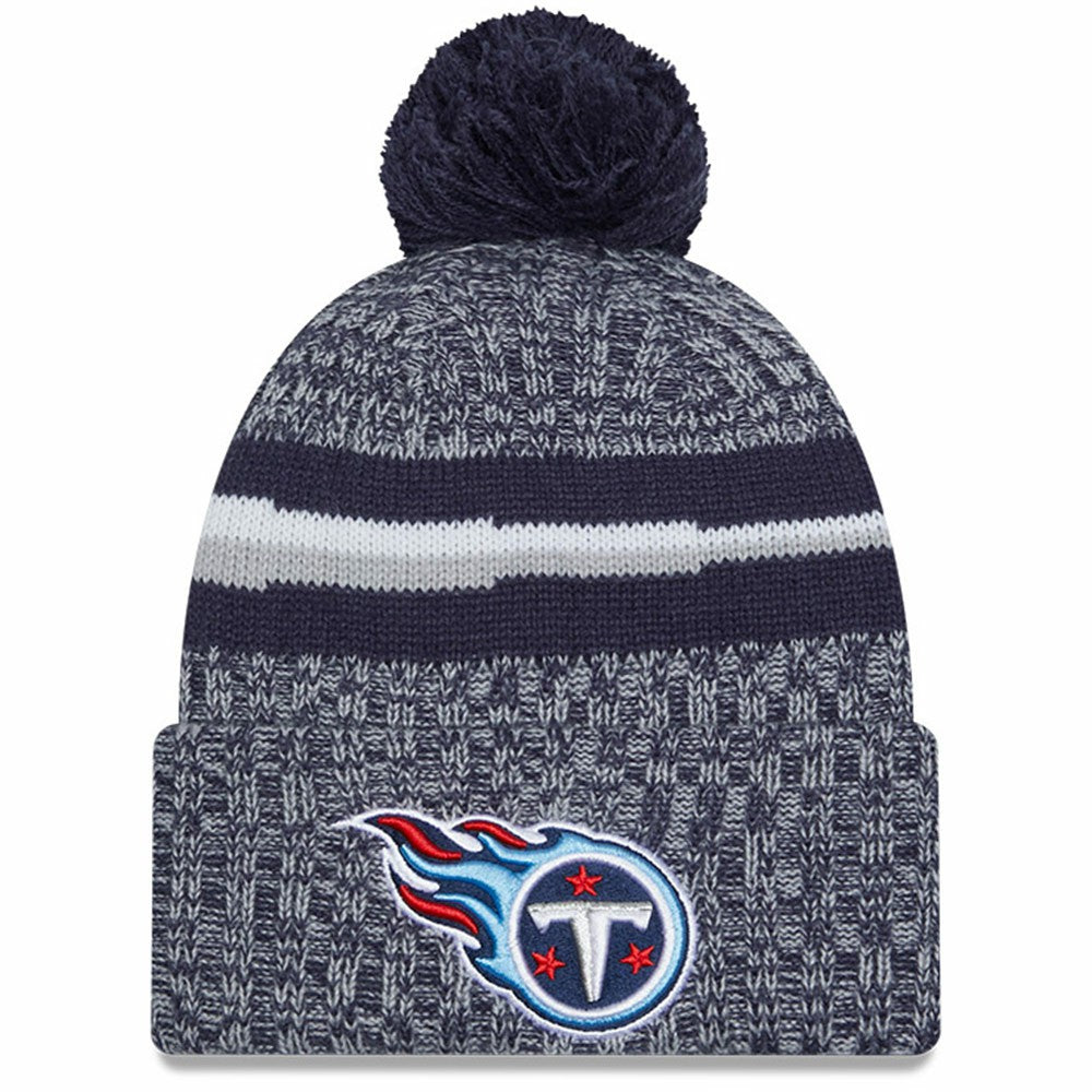 Tennessee Titans New Era Youth 2023 Sideline Cuffed Knit Hat With Pom Navy - NFL