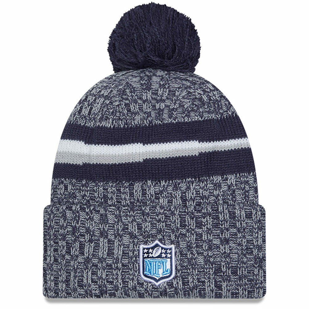 Tennessee Titans New Era Youth 2023 Sideline Cuffed Knit Hat With Pom Navy - NFL