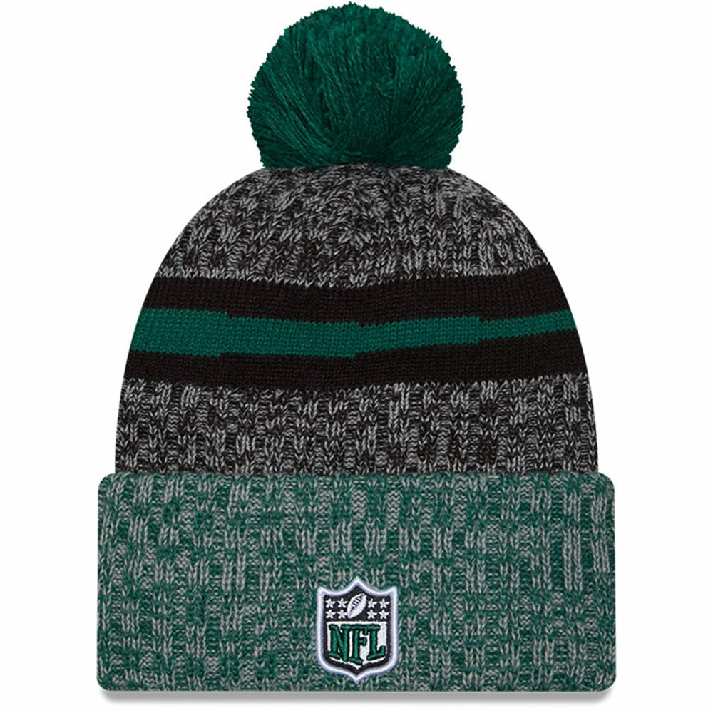 New York Jets New Era 2023 Sideline Sport Cuffed Pom Knit Hat Black/Green - NFL