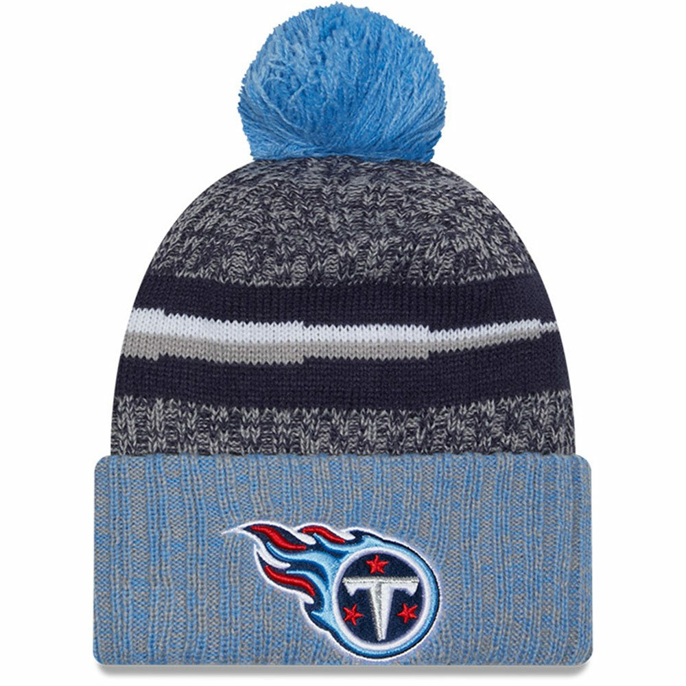 Tennessee Titans New Era 2023 Sideline Sport Cuffed Pom Knit Hat Navy/Light Blue - NFL