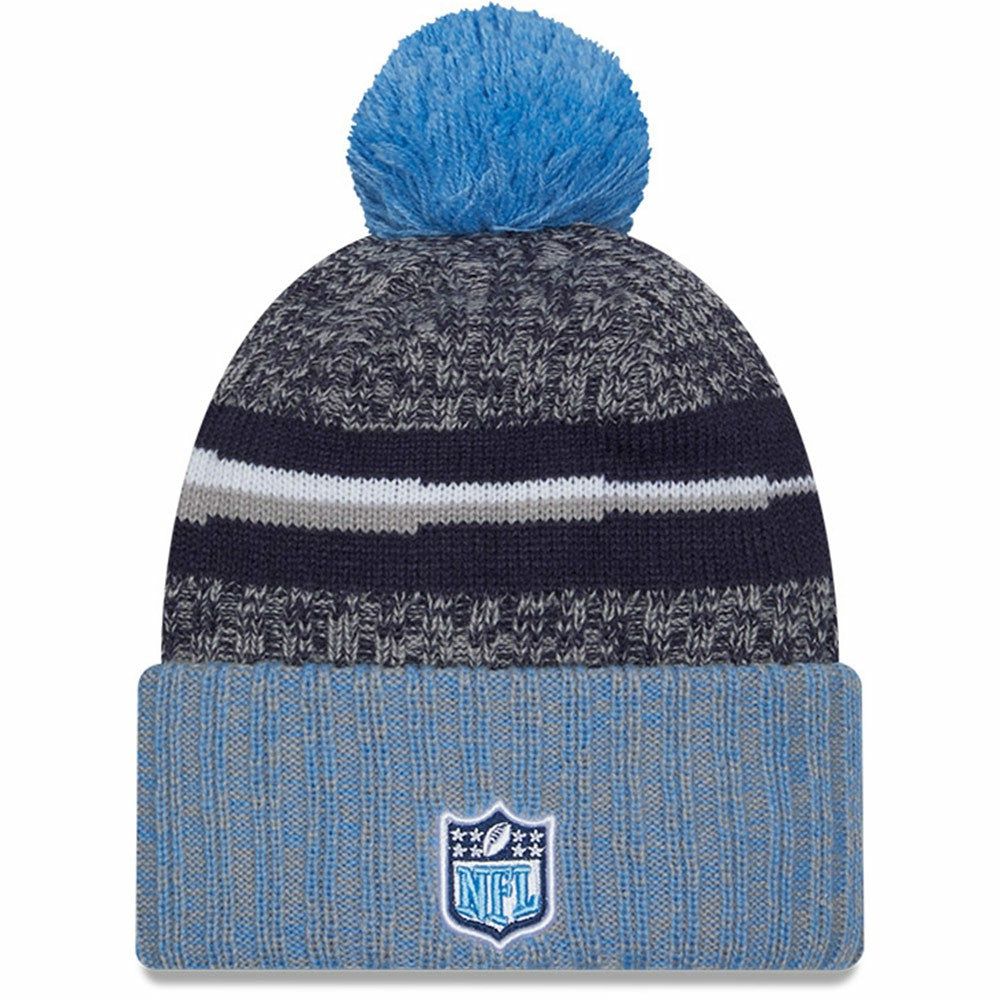Tennessee Titans New Era 2023 Sideline Sport Cuffed Pom Knit Hat Navy/Light Blue - NFL