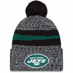 New York Jets New Era 2023 Sideline Cuffed Knit Hat With Pom Black - NFL