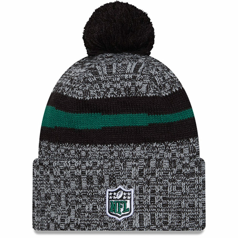 New York Jets New Era 2023 Sideline Cuffed Knit Hat With Pom Black - NFL