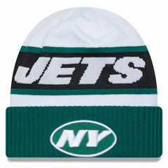 New York Jets New Era 2023 Sideline Tech Cuffed Knit Hat White/Green - NFL