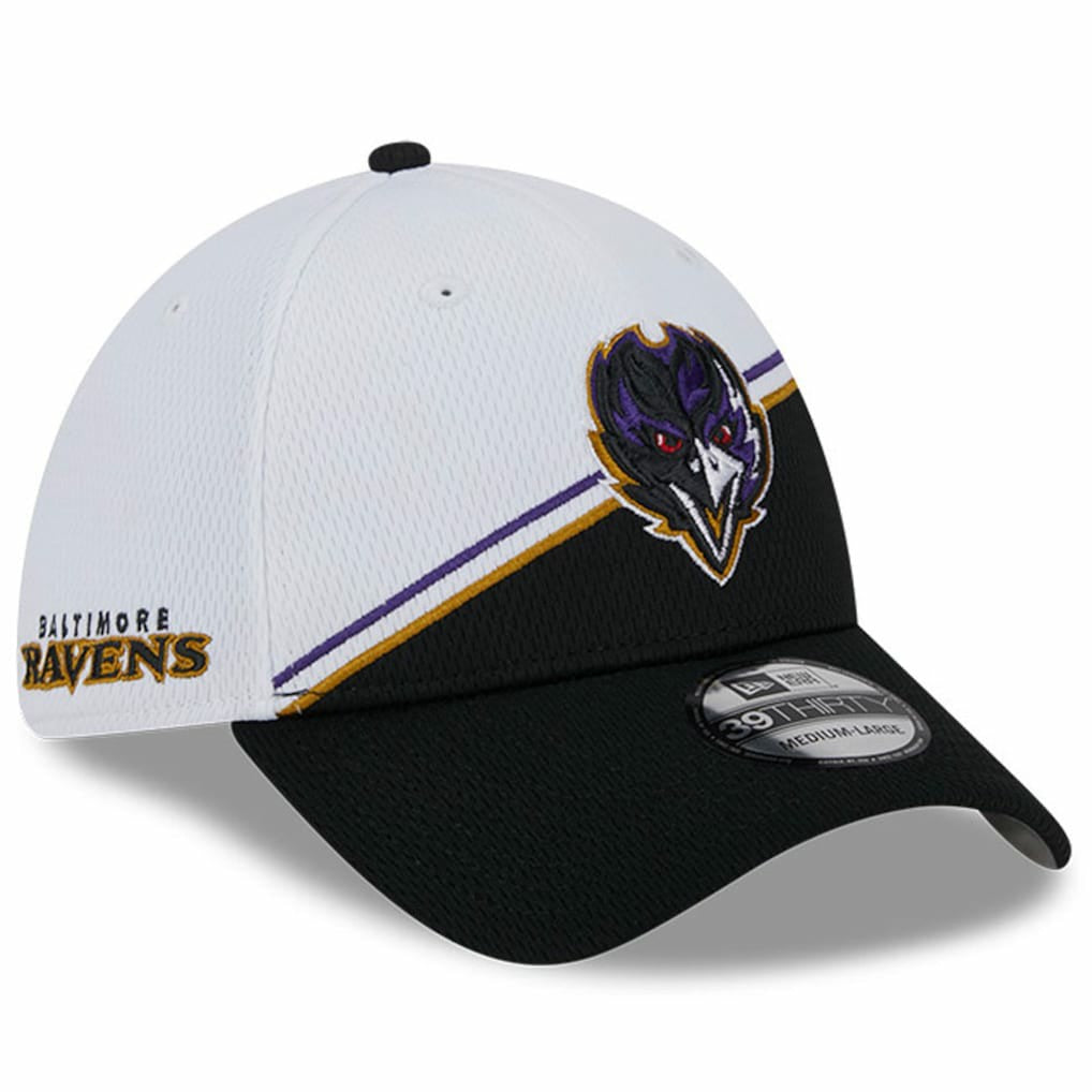 Baltimore Ravens New Era 2023 Sideline 39THIRTY Flex Hat White/Black - NFL