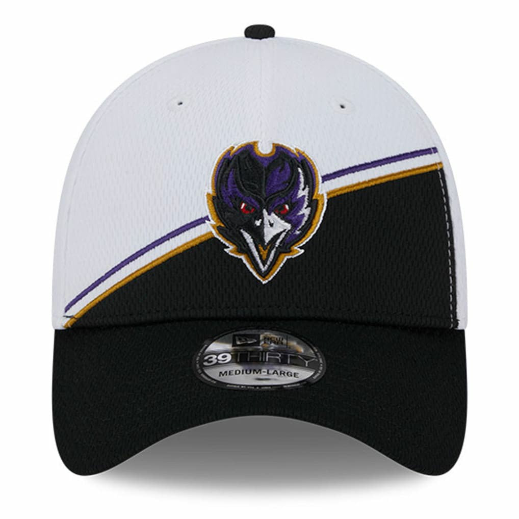 Baltimore Ravens New Era 2023 Sideline 39THIRTY Flex Hat White/Black - NFL